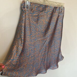 Timing, Size Large Blue and Orange polka dot Women's silky Skirt